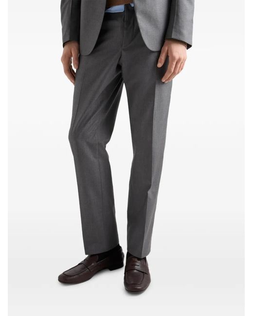 Prada Gray Single-Breasted Silk Suit for men