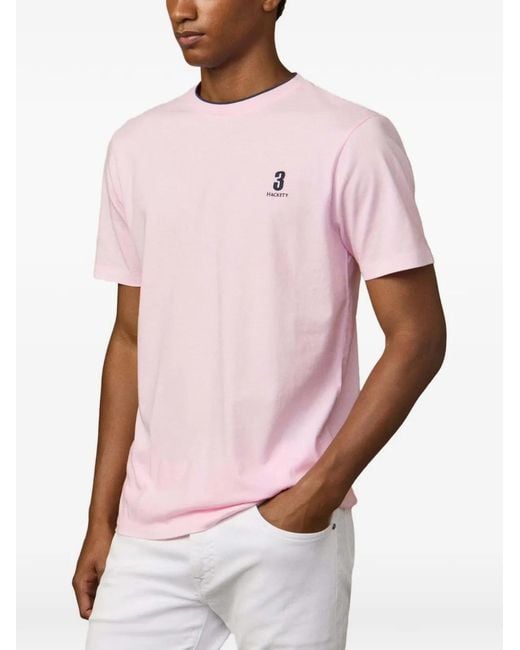 Hackett Pink Logo-Embroidered T-Shirt for men
