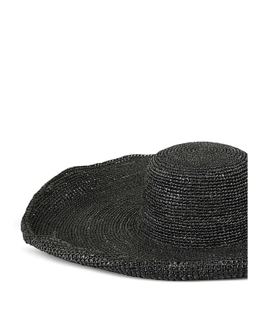 IBELIV Black Raffia Hat