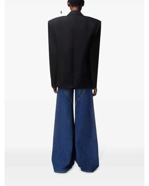 Area Blue Crystal Heart Charm Wide-leg Jeans