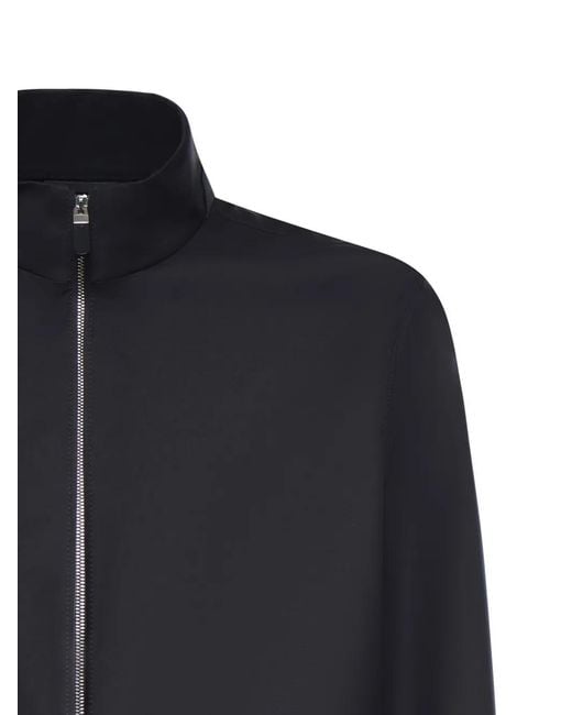 Zegna Blue Zip Collar Jacket for men