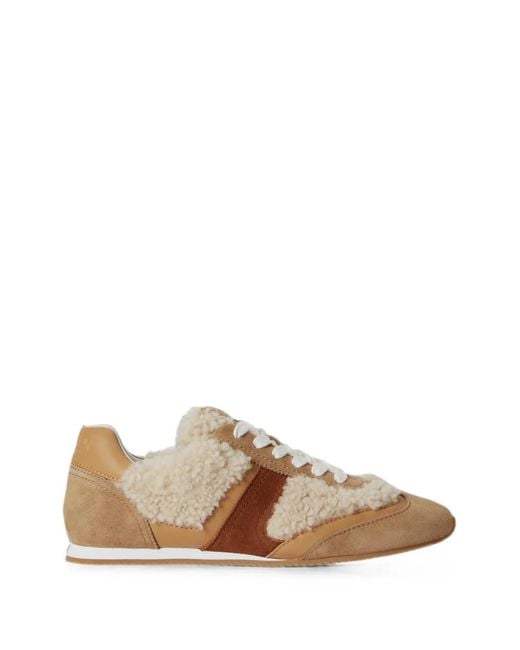 Ralph Lauren Multicolor Shearling-Trim Suede Sneakers