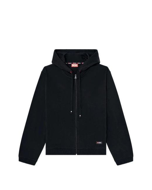 DIESEL Black Logo-Detail Zip-Up Cotton Hoodie for men