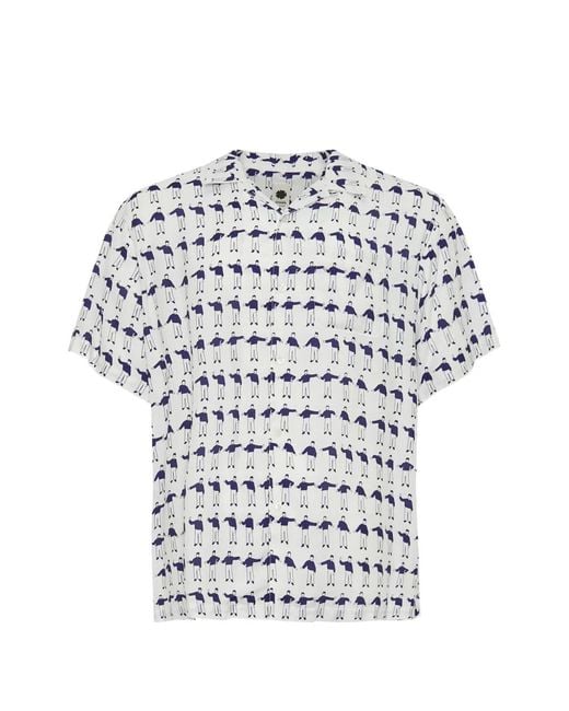 vowels White Graphic-Print Short-Sleeved Shirt for men