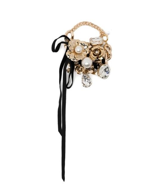 VAQUERA White Floral Crystal-Embellished Bracelet
