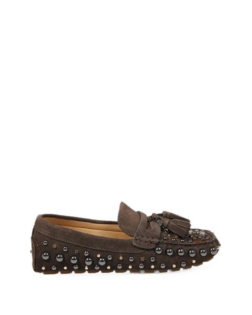 strategia shoes Gray Mykonos Stud-Embellished Loafers