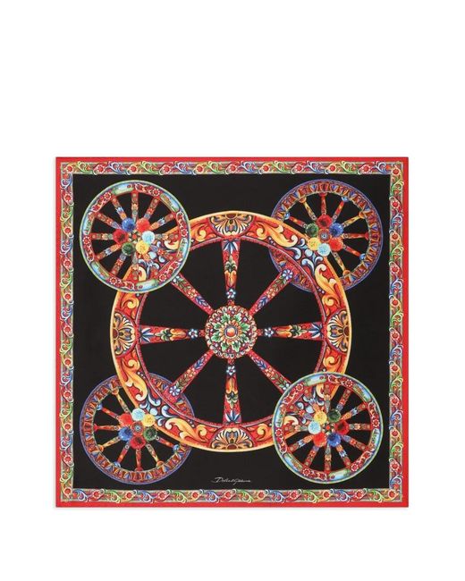 Foulard 70X70 En Twill De Soie À Imprimé Carretto Dolce & Gabbana en coloris Black