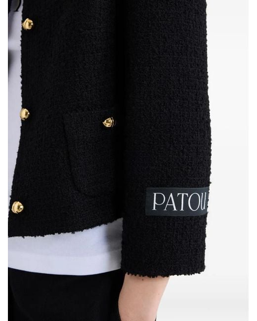 Patou Black Collarless Tweed Jacket