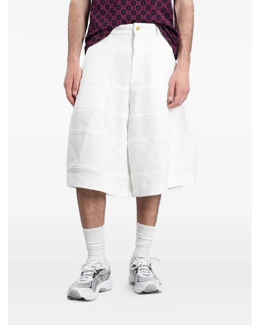 Comme des Garçons White Panelled Waffle-Knit Shorts for men