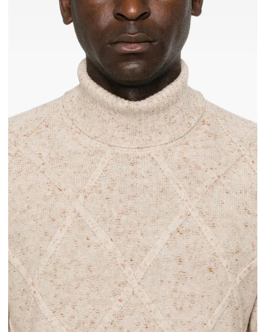 Gran Sasso Natural Diamond-Knit Roll-Neck Sweater for men