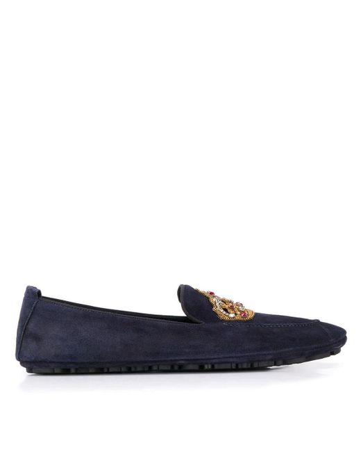 Mocasines con parche de corona Dolce \u0026 Gabbana de Cuero de color Azul para  hombre | Lyst