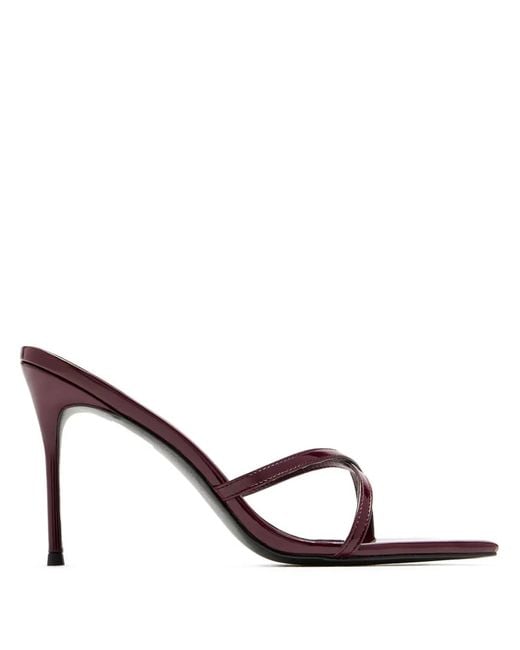 Femme LA White 100 Donatella Cross-Strap Stiletto Sandals