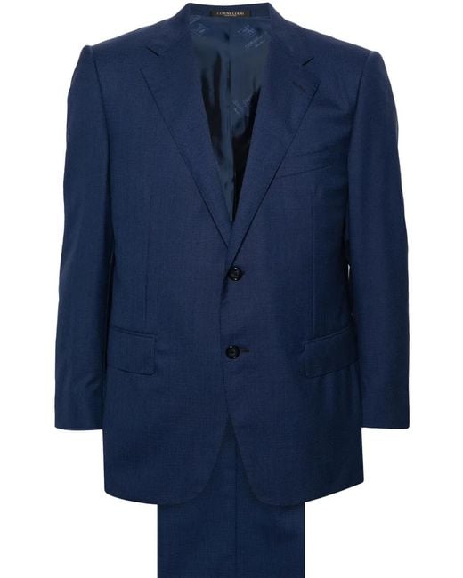 Corneliani Blue Houndstooth Wool Suit for men