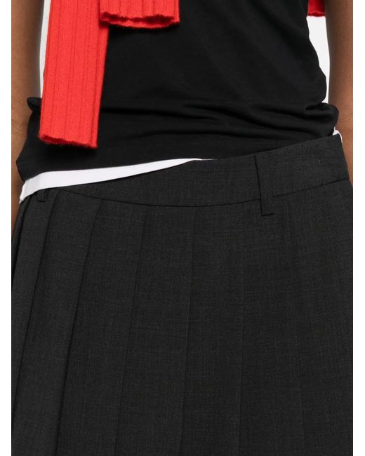 IVORY PARIS Black Pleated Midi Skirt
