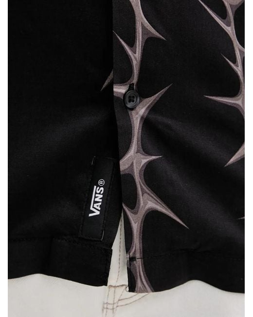 Vans Black Thorn-Print Short-Sleeve Shirt for men