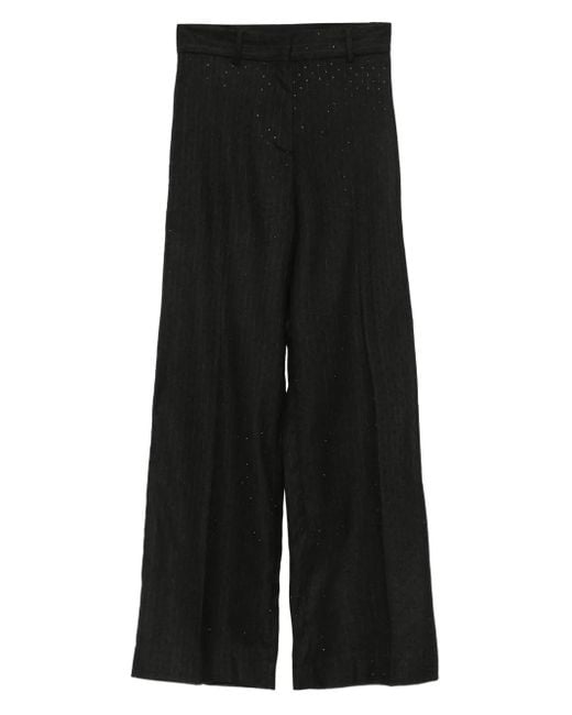 Maje Black Rhinestone Pinestripe Trousers