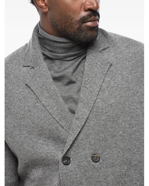 Malo Gray Knit Double-Breasted Blazer for men
