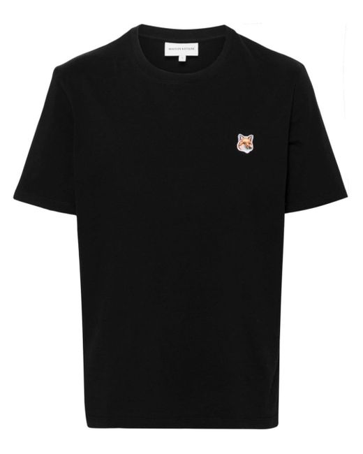 Maison Kitsuné T-shirt Met Vossen-patroon in het Black voor heren