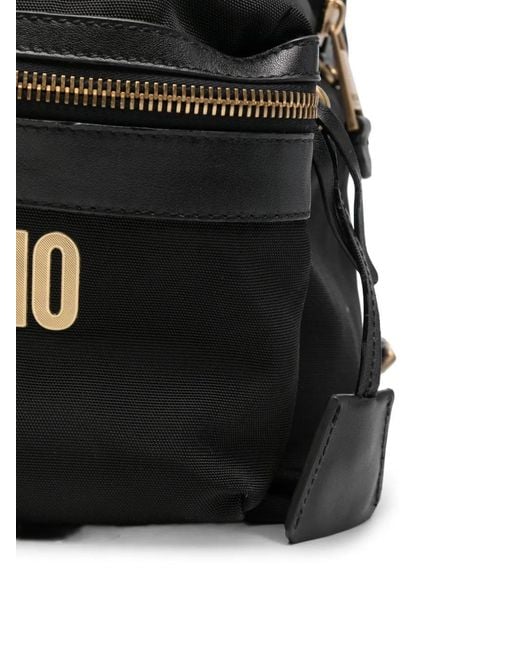 Moschino Black Logo-Plaque Backpack