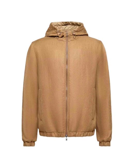 Moncler Brown Duguay Hooded Logo-Patch Windbreaker for men