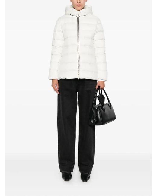 Herno White Hooded Quilted Jacket