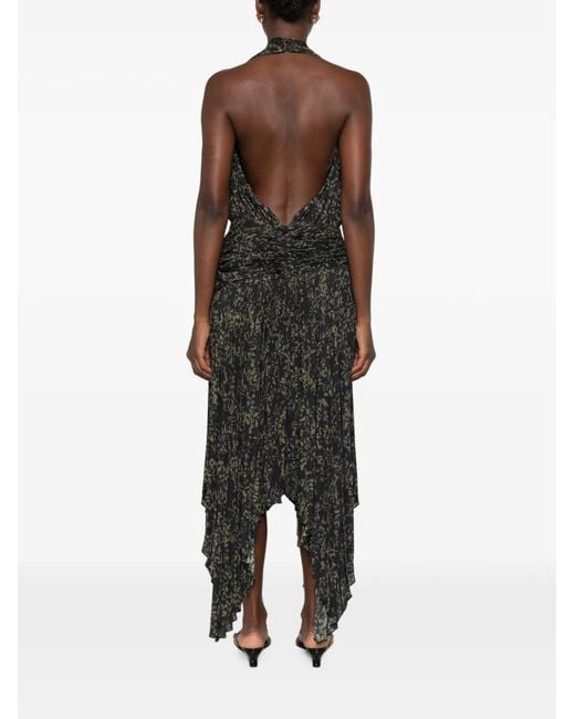 Proenza Schouler Black Paulina Floral-Print Pleated Maxi Dress