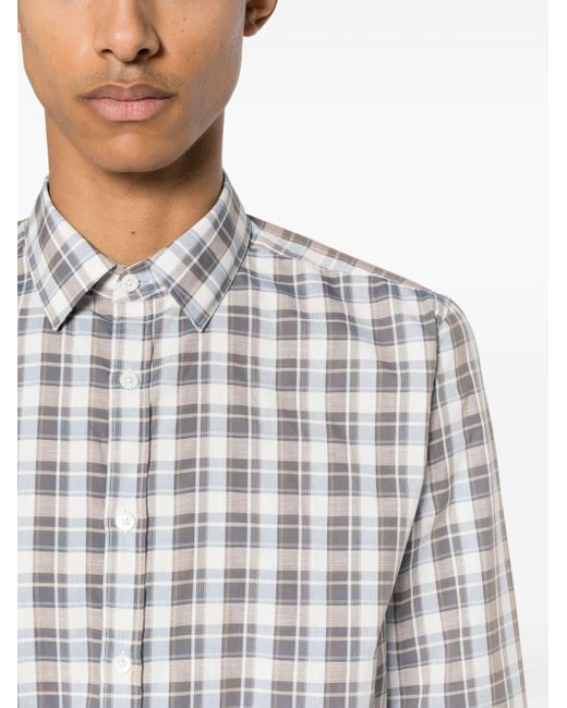 Canali White Checked Shirt for men