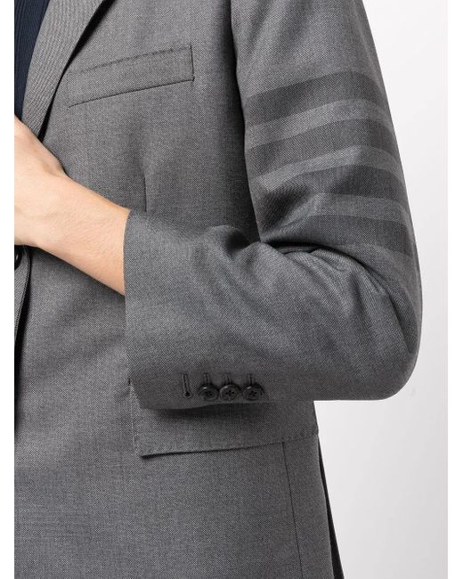 Thom Browne Black Tailored Wool-Blend Suit Jacket With Signature Stripes