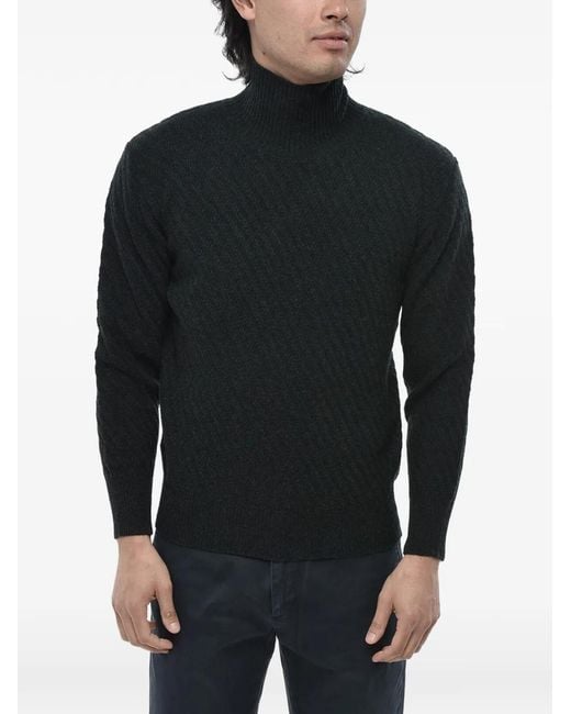Paolo Pecora Black Virgin Wool Roll-Neck Knit for men