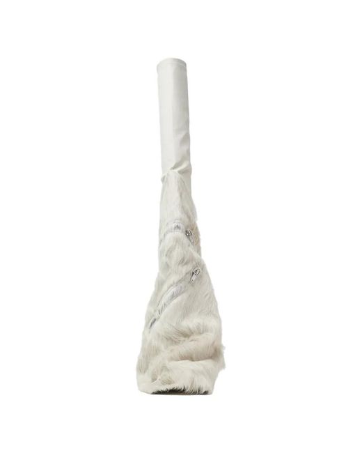 Rick Owens White Zip-Fur Boots
