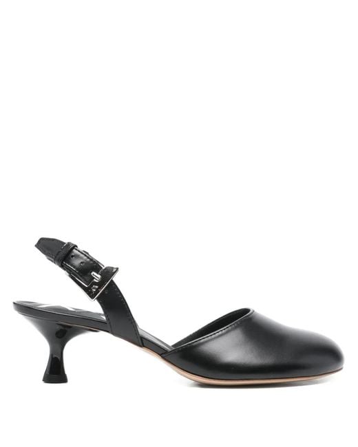 OPEN YY Black 60Mm Bun Slingback Sandals