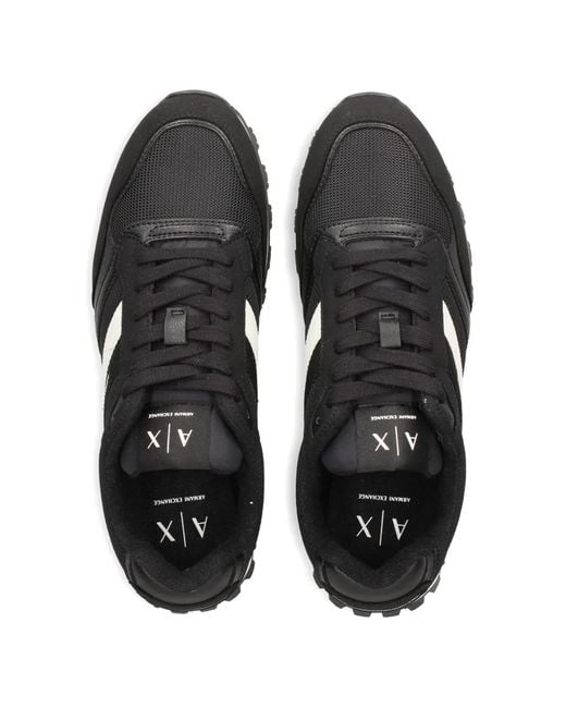 EA7 Black Stripe Panelled Sneakers for men