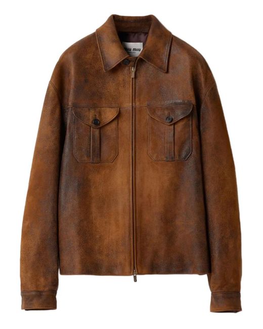 Miu Miu Leren Jack in het Brown