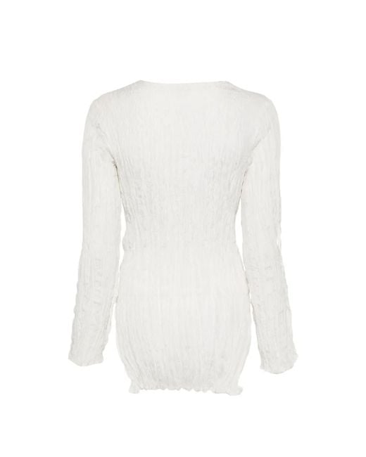 P.A.R.O.S.H. White Button Textured Blouse