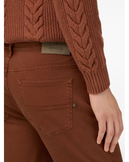 メンズ Boggi ボタン スリムジーンズ Brown