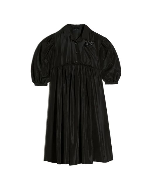 Simone Rocha Black Signature Smock Embellished Shirt Dress