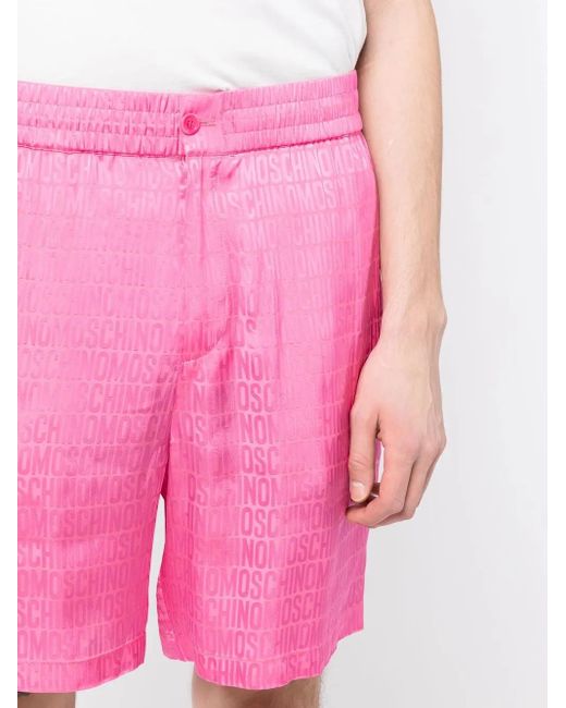 Moschino Pink Logo-Print Track Shorts for men