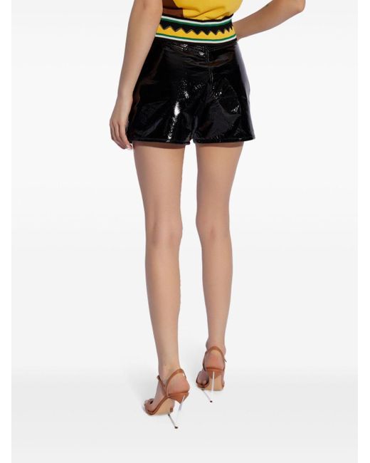 Casablancabrand Black Faux-leather Shorts