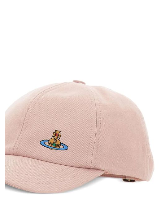 Vivienne Westwood Pink Orb-Embroidered Baseball Cap