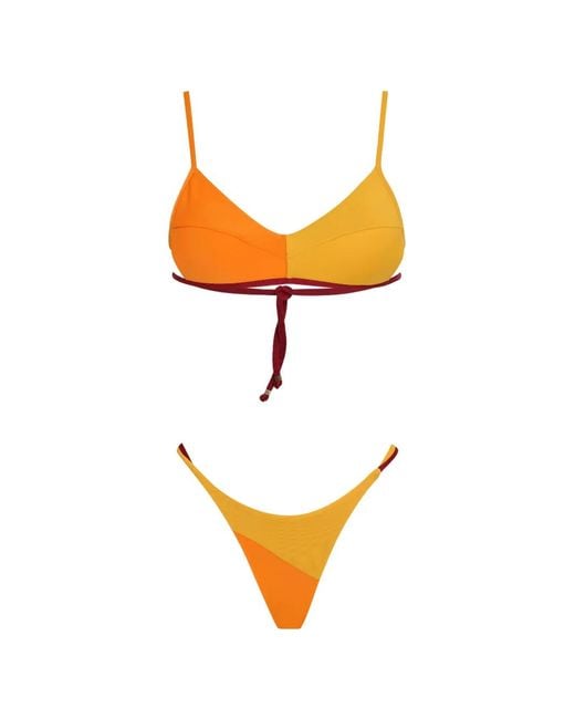 Amir Slama Orange X Tati Barbieri Colour-Blocking Triangle Bikini