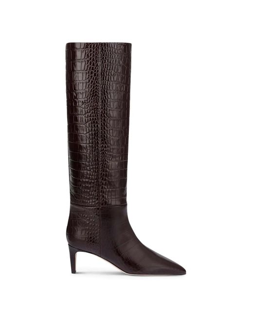 Paris Texas Brown Crocodile-Effect Leather Boots