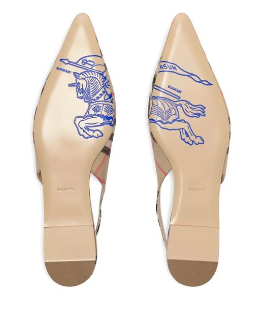 Burberry White Check Dame Slingback Ballerinas