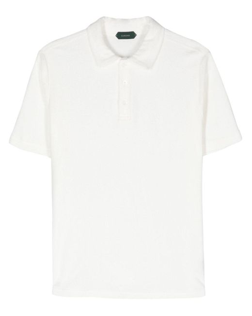 Zanone Terry-cloth cotton polo shirt in White für Herren