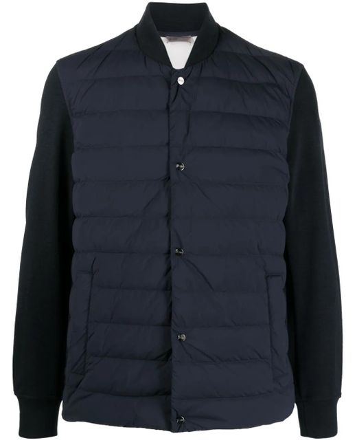 Herno Blue Contrasting-Sleeves Padded Jacket for men