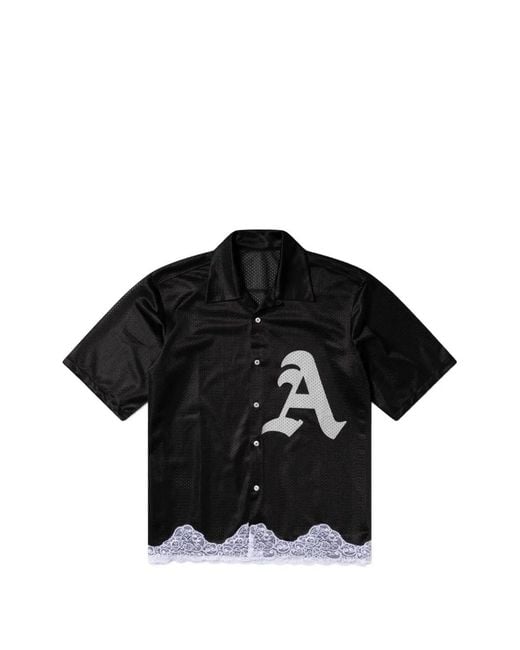 Aries Black Chemise Bordée De Dentelle À Logo