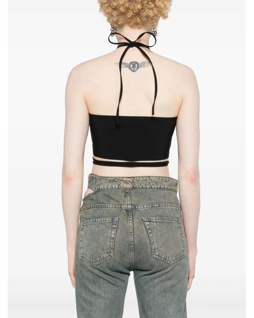 ROKH Black Crossover-Straps Cropped Top