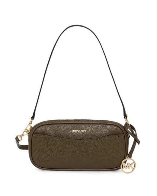 MICHAEL Michael Kors Gray Logo-Charm Pebbled Shoulder Bag