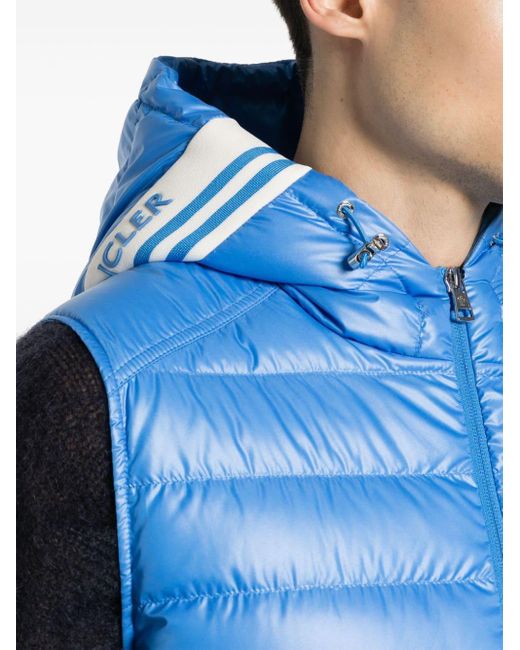 Moncler Blue Clai Quilted Hooded Gilet for men