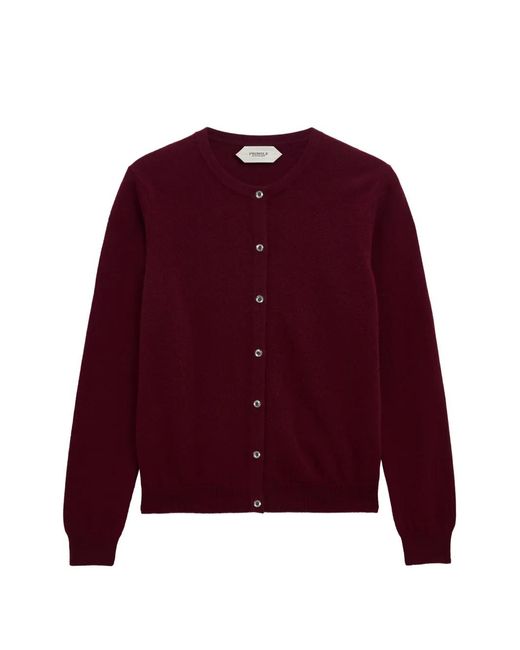 Pringle of Scotland Red Crew-Neck Cashmere Cardigan