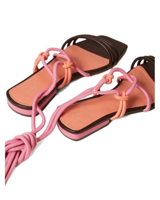 Twinset Pink X Myfo Colour Block Flat Sandals
